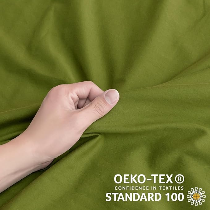 JELLYMONI Christmas Duvet Cover Twin Size - Avocado Green Comforter Cover with Button 100% Washed Cotton 2PCS Breathable Soft Solid Bedding Set Duvet Cover 68×90in & 1 Pillowcase (NO Comforter)