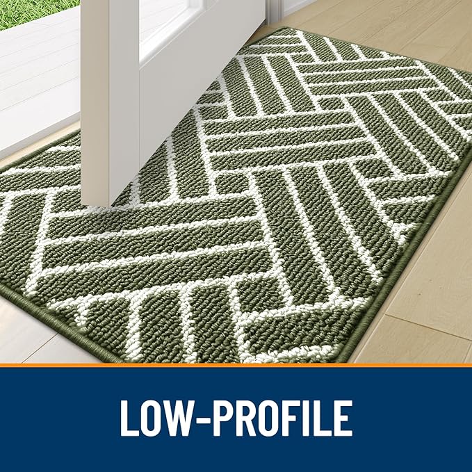 OLANLY Large Indoor Door Mat, 59x35 Inch, Dirt Resistant and Absorbent, Non-Slip Rubber Backing Floor Mats, Easy Clean Low-Profile Doormat for Entryway, Front Door, and Inside Entrance, Green