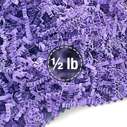 FRILLZ Crinkle Cut Paper Shred Filler for Baskets, Gifts, Packing and Protecting your Mother's Day, Birthday, Weddings, Anniversary, Valentines Day, and other gifts (1/2 pound, Lavender)