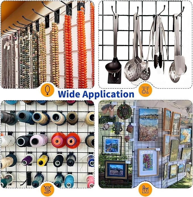 Gridwall Hooks 4 inch,40pcs Display Hooks for Grid Wall Panel,Metal Grid Wall Accessory for Retail Store, Home Storage, Garage,Trade Show