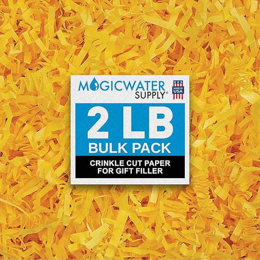 MagicWater Crinkle Cut Paper for Gift Baskets - 2LB - Yellow - Perfect for Shredded Paper Filler, Basket Filler, Gift Boxes, Bridesmaid Gifts, Christmas Stuffers & More – Ideal for All Occasions