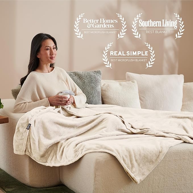 Bare Home Fleece Blanket - Twin/Twin Extra Long - Ultra-Soft Lightweight for Bed, Sofa, and Couch - Luxury Microplush - Cozy Warm Blanket (Twin/Twin XL, Vanilla)
