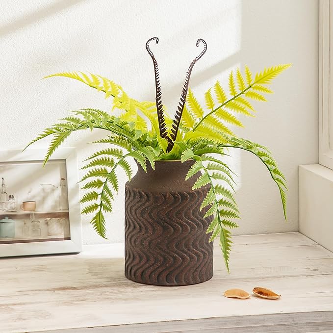 Farmhouse Vase, Vintage Decorative vase for Home Decor, 7.8in Ceramic Flower Vases for Centerpieces, Vase for Dining Table Decor - Decoration Vases Lyeec