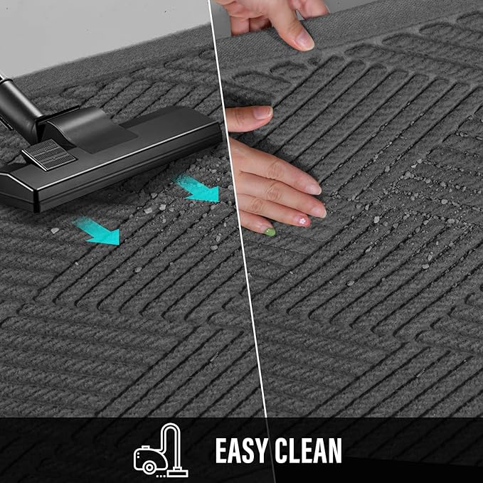 HIYARD Sturdy Front Door Mat, Absorbent Muddy Dirt Resist Welcome Door Mats Outdoor Indoor, Stain and Fade Resistant, Non-Slip Rubber Backing Low Profile Doormat for Entryway, 60×36, Charcoal