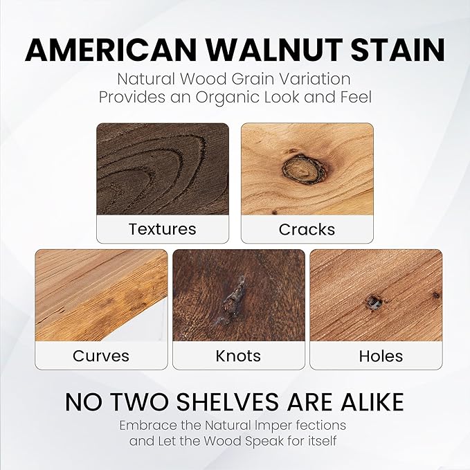 Fun Memories 24Inch Floating Shelves Set of 2, Rustic Solid Elm Wood Live Edge Floating Shelves, Invisible Bracket Mount for Living Room, Kitchen, Bathroom - Natural