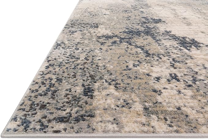 Loloi Teagan Collection TEA-07 Natural/Denim 2'-8" x 7'-6" Runner Rug, Large, Soft Neutral Rug, High-Traffic for Living Room, Bedroom, Home Office, Dining Area