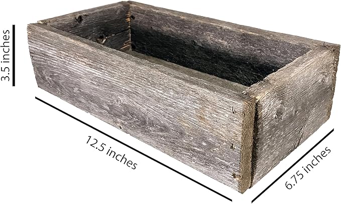 Rustic Revival | Decorative Barnwood Box – Authentic Rustic Weathered Wood Box for Table Decoration, Weddings, Parties & Farmhouse Home Decor – Real Wood Centerpiece Holder