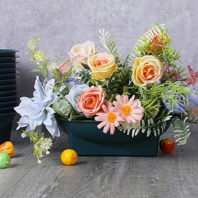 24 Pcs Green Floral Bowls for Flower Arrangements, Large 6.3 Inch Round Centerpieces Supplies for DIY Wedding, Festival and Party Decor