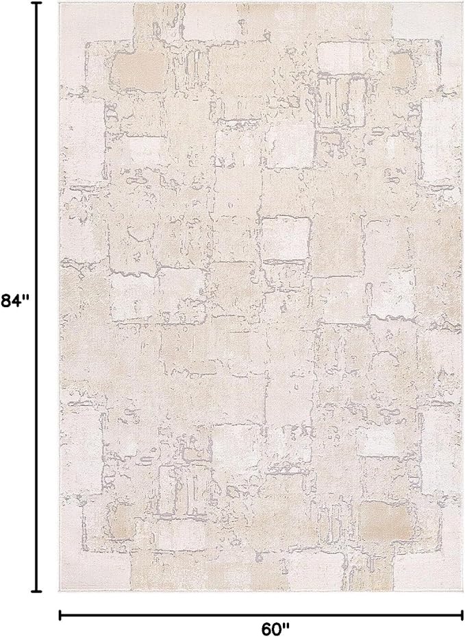 Beverly Rug Living Room Rug 5x7 Modern Luxury Ultra Soft Vintage Indoor Area Rugs for Kitchen Dining Room Stain Resistant Non Shedding Indoor Carpet Alfombras para Salas Modernas (5 x 7 Beige)