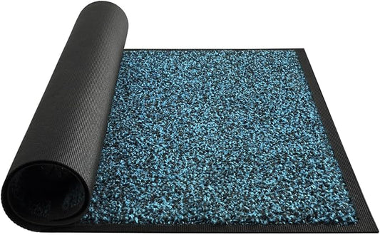 Mibao Front Door Mat, Dirt Trapper Welcome Mat for Outdoor Indoor, Non-Slip Waterproof Doormat, Durable Machine Washable Low Profile Entry Rug for Back Door Outside Patio Porch, 60" x 36", Blue