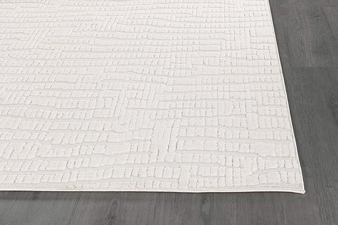 Luul Home Modern Micro Loop Indoor Area Rugs for Living Room Bedroom Kitchen Geometric Pebble White 5x7 Luxury Durable Low and High Pile Non-Shedding Stain Resistant Soft Area Carpet 5 x 7