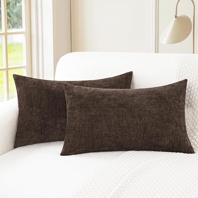 CaliTime Throw Pillow Covers Decorative 16 X 26 Inches Pack of 2 Cozy Chenille Cushion Cases for Couch Sofa Bed Living Room Home Coffee