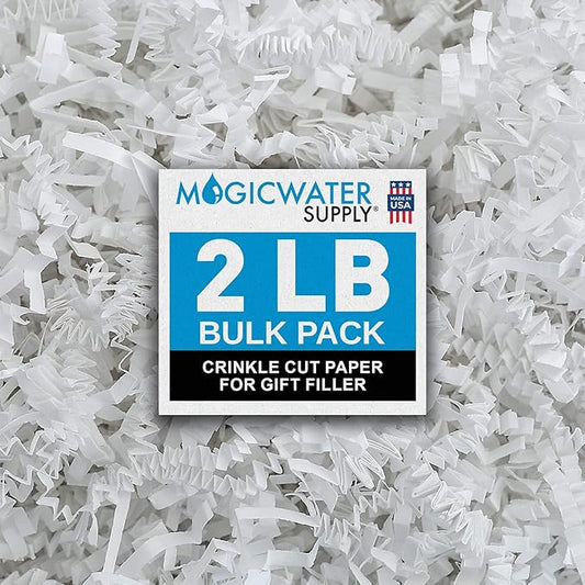MagicWater Crinkle Cut Paper for Gift Baskets - 2LB White - Perfect for Shredded Paper Filler, Basket Filler, Gift Boxes, Bridesmaid Gifts, Christmas Stuffers & More – Ideal for All Occasions