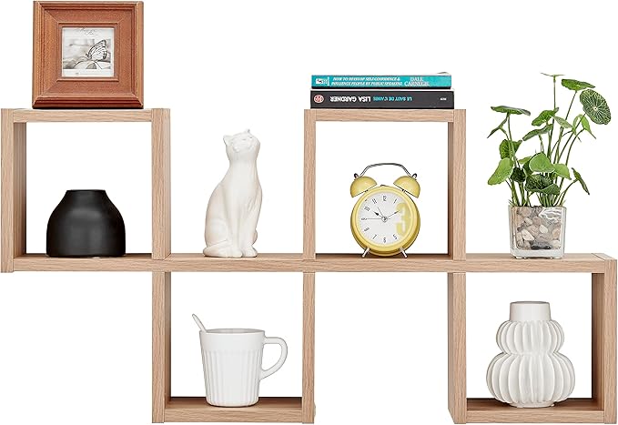 Danya B. Cubby Chessboard Wall Shelf - Horizontal or Vertical (Chestnut)
