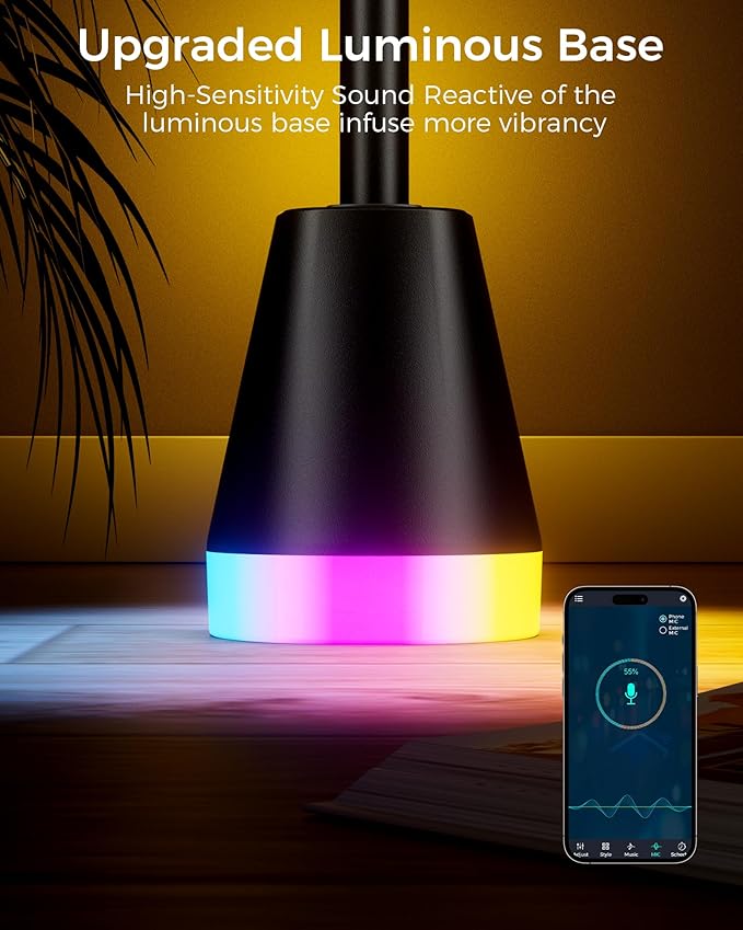 2 Pcs RGB Corner Floor Lamp, 60 Inch 344 LEDs Bright Standing Lamps for Bedroom with APP and Remote, Modern Floor Lamp with Music Sync and 16 Million Colors Changing Ambient Lighting