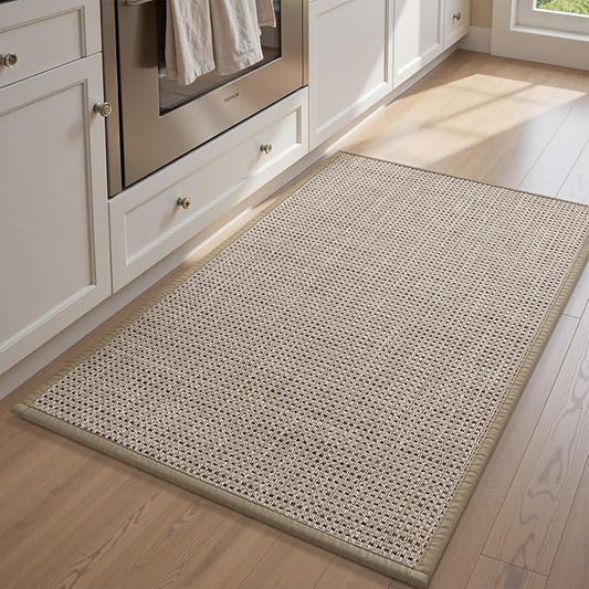 PADOOR Kitchen-Rugs Non Slip Washable, Kitchen-Mats for Floor Super Absorbent Kitchen Floor Mat, Rubber Backing Kitchen Runner Rug, Comfort Standing Mats in Front of Sink 20"x32" Beige