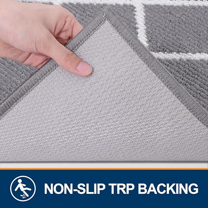 Finchitty Indoor Door Mat, Dirt Resistant and Absorbent, Low-Profile, Non-Slip, Washable Inside Floor Mats for Front Door, Back, and Entrance, 48" x 32", Grey