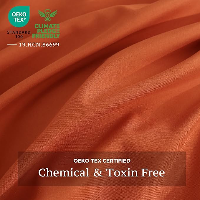 JSD Burnt Orange Duvet Cover Set Twin Size, 2 Piece Microfiber Kids Duvet Cover with Pillow Sham, Zipper Closure, Comforter Not Included