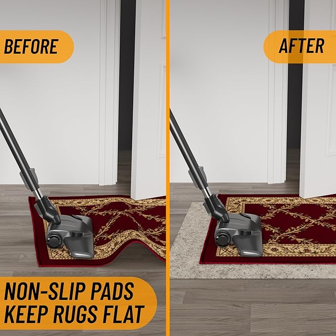 Ottomanson 7'8" x 9' Non-Slip Rug Pad Gripper 1/12 Inch Ultra Thin Dual Surface Felt + Rubber Gripper - Safe for All Floors, Cream