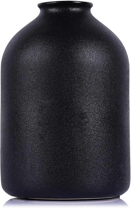 8.6" Large Black Ceramic Vase - Modern Matte Flower Vase for Table, Shelf, Mantel, Bathroom, Coffee Table, Desktop - Decorative Vases Home Decor Accent, Vases for Centerpieces, Wabi Sabi Decor