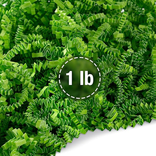 FRILLZ Crinkle Paper Filler - 1 LB Lime Green Shredded Paper for Easter Baskets, Basket Filler for Birthday, Weddings, Anniversaries, and other gifts. Eco-Friendly. Made from US materials.