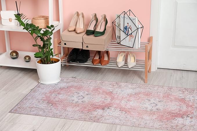 RugOver Machine Washable Area Rug, Pet-Friendly and Non-Slip Indoor Carpet for Kitchen, Bathroom, Living Room, Home Floor Decoration(Flesh/Oatmeal, 2'6" x 6'6")