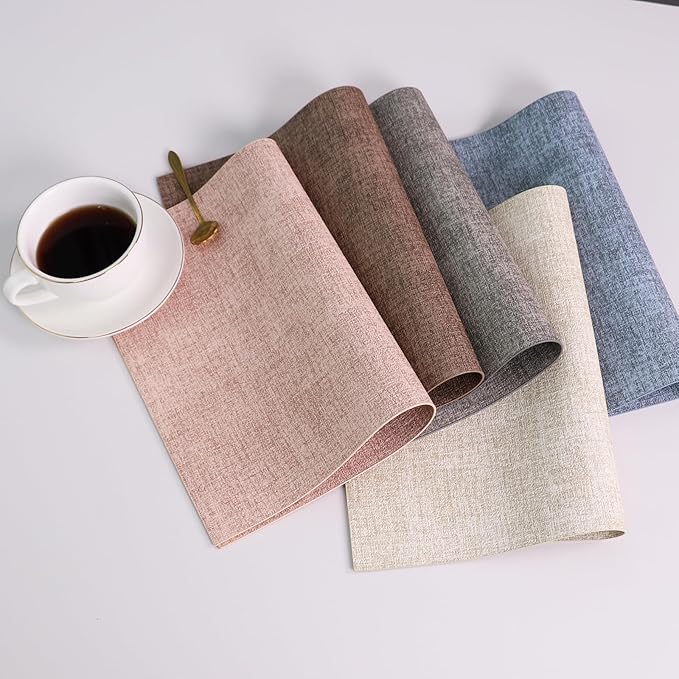 Placemats Set of 8 Washable Heat Resistant Place Mats PVC Woven Dining Table Mat Blue 8pcs