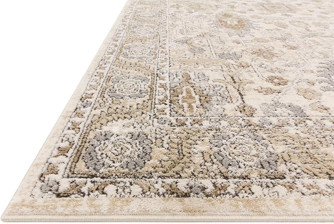 Loloi Teagan Collection TEA-03 Ivory/Sand 5'-3" x 7'-6" Area Rug, Large, Soft Neutral Rug, High-Traffic for Living Room, Bedroom, Home Office, Dining Area