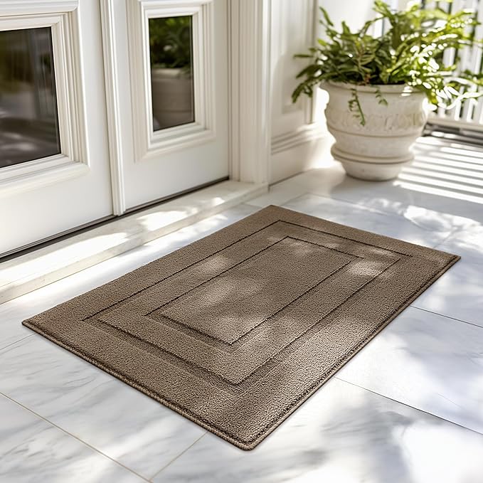 GRANNY SAYS Front Door Mat Outside Entrance, Welcome Matt Indoor Non-Slip, Door Mats for Outdoor, Entryway Front Porch Matt Low Profile Resist Dirt Easy to Clean, 32" x 20", Light Brown