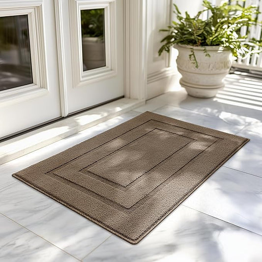 GRANNY SAYS Front Door Mat Outside Entrance, Welcome Matt Indoor Non-Slip, Door Mats for Outdoor, Entryway Front Porch Matt Low Profile Resist Dirt Easy to Clean, 32" x 20", Light Brown