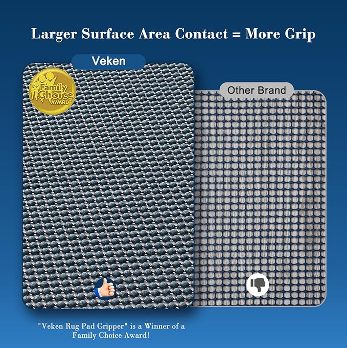 Veken Runner Rug Pad Gripper for Hardwood Floors, Non Slip 2x6 Ft Dark Blue Rug Pads for Area Rugs, Thick Rug Grippers for Tile Floors, Under Carpet Anti Skid Mat, Keep Your Rugs Safe and in Place
