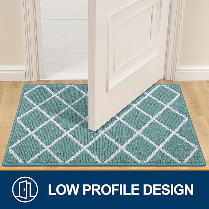 Finchitty Indoor Door Mat, Dirt Resistant and Absorbent, Low-Profile, Non-Slip, Washable Inside Floor Mats for Front Door, Back, and Entrance, 36" x 24", Sage Green