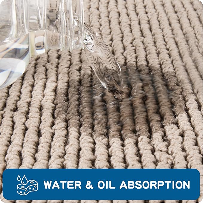 PURRUGS Machine Washable Kitchen Rug 17" x 48", Non-Slip/Skid Kitchen Runner Rugs & Floor Mats, Super Absorbent Soft Area Rugs for Sink, Kitchen & Laundry, Rolled Packaging, Beige