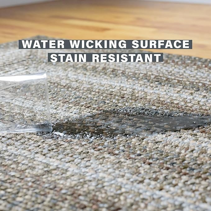 Homespice Wildwood Brown Braided Oval Rug 2'x3' - Country Style Oval Bathroom Rugs, Machine Washable, Waterproof, Durable and Reversible - Both Indoor and Outdoor