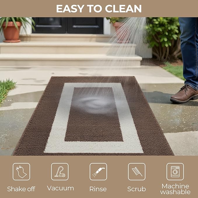 GRANNY SAYS Front Door Mat Outside Entrance, Door Mats for Entryway, Welcome Matt Non-Slip, Large Front Porch Mat Low Profile Resist Dirt, 48"x32", Dark Brown
