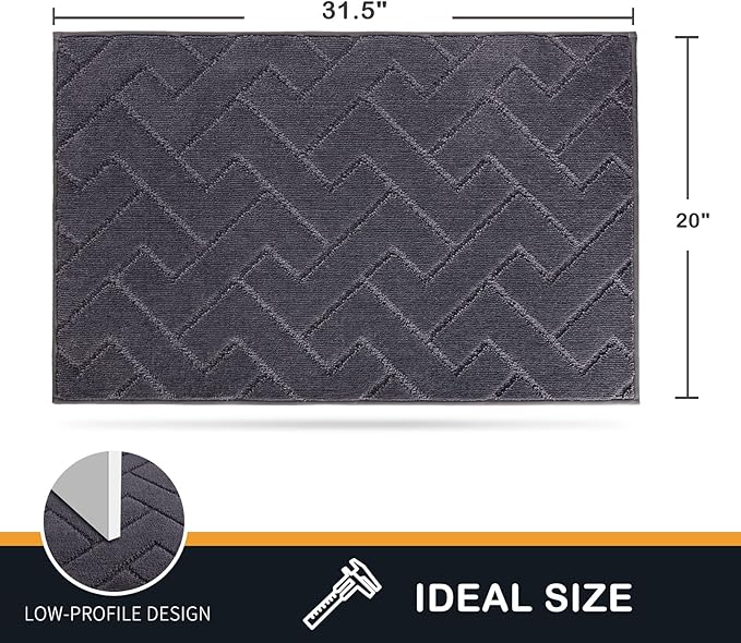 PURRUGS Dirt Trapping Door Mat 20" x 31.5", Non-Slip Machine Washable Entry Rug, Dog Doormat, Indoor Front Door Mat, Super Absorbent Entryway Rug for Muddy Shoes & Paws, Grey