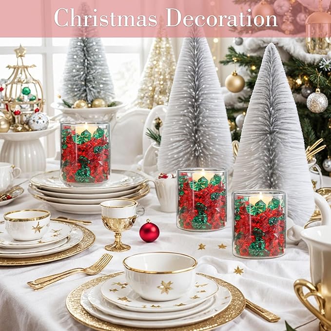 DomeStar Red Fake Ice Rocks, 150PCS Acrylic Gems Crystals Plastic Diamonds Centerpiece for Vase Fillers Wedding Party Table Scatter Valentine s Day Decorations