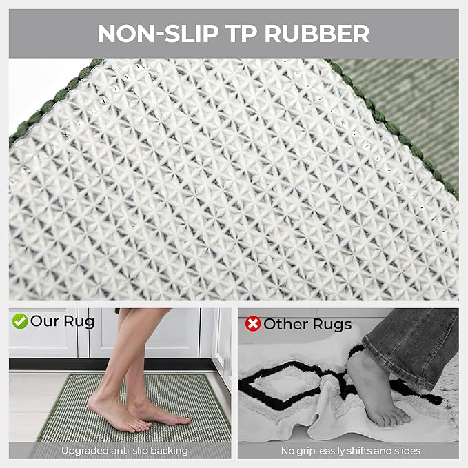 GRANNY SAYS Front Door Mat Outside Entrance, Door Mats for Entryway, Welcome Matt Non-Slip, Large Front Porch Mat Low Profile Resist Dirt, 48"x32", Green Beige