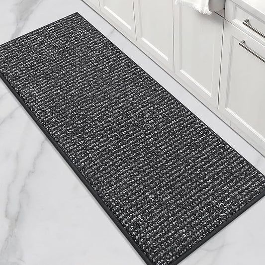 BEQHAUSE Kitchen Runner Rugs 24"x60", Non-Slip Kitchen Mats for Floor, Super Absorbent and Stain Resistant Kitchen Rug, Machine Washable Rugs for Kitchen, Hallway, Laundry & Sink, Charcoal
