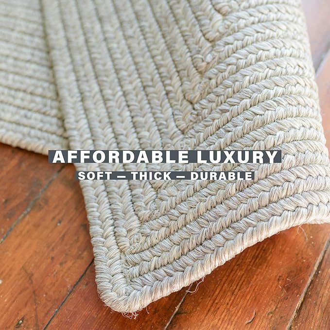 Slate Grey Small Braided Rug 20"x30" - Rectangle, Indoor Outdoor Washable - Country Decor for Bathrooms and Entryways - Beautiful, Durable, Waterproof, Pet Friendly and Soft