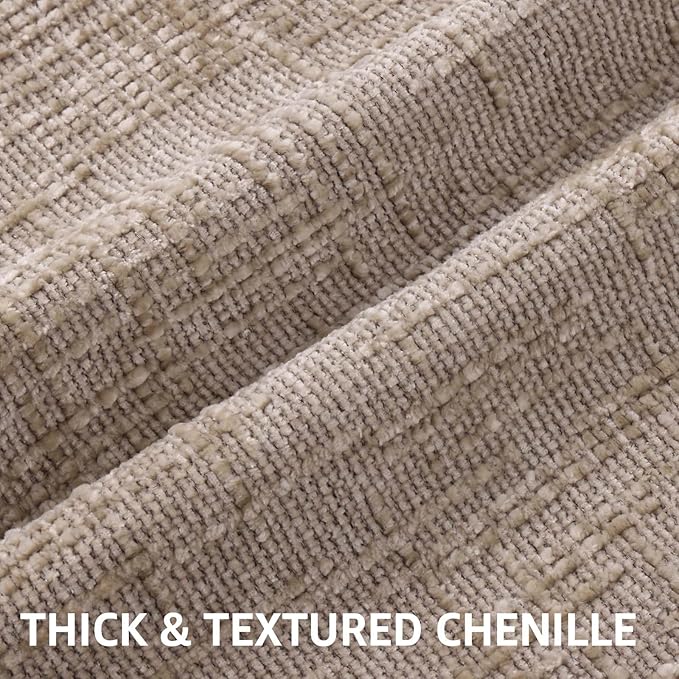 decorUhome Spring Oatmeal Chenille Throw Pillow Covers 20x20 Set of 2 Textured Slubby Couch Pillow Covers Farmhouse Accent Modern Neutral Decorative Pillow Cases for Bed Sofa Living Room