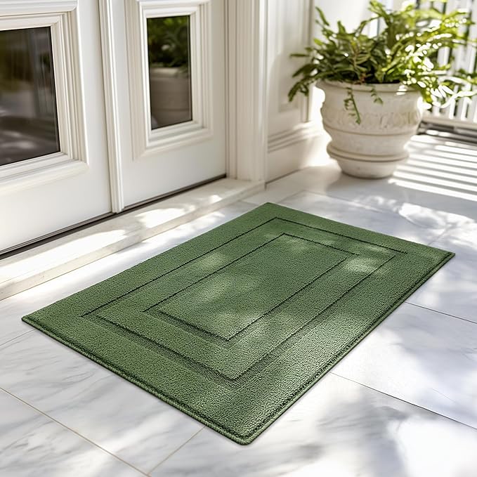 GRANNY SAYS Front Door Mat Outside Entrance, Welcome Matt Indoor Non-Slip, Door Mats for Outdoor, Entryway Front Porch Matt Low Profile Resist Dirt Easy to Clean, 32" x 20", Green