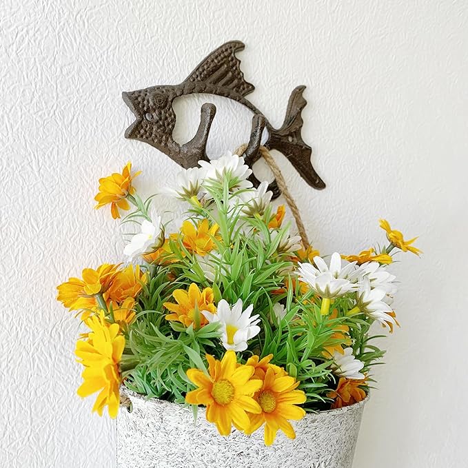 Rustic Fish-Shaped Decorative Wall Hook Rack Hangers for Hanging Clothes, Coats, Towels, Keys, and Hats, 1 Pack Antique Cast Iron Mounted Wall Hooks