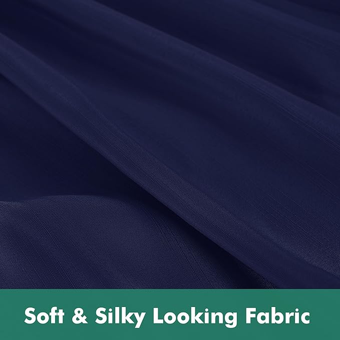 Biscaynebay Wrap Around Bed Skirts with Split Corners for Queen Beds 17" Drop, Navy Elastic Dust Ruffles Easy Fit Wrinkle & Fade Resistant Silky Luxurious Fabric Solid Machine Washable