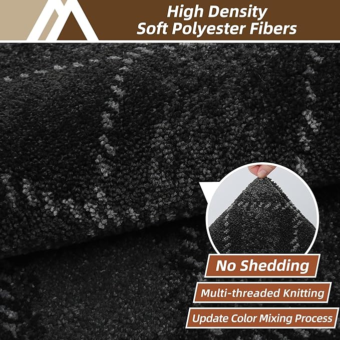 COSY HOMEER Kitchen Rugs and Mats Sets 2PCS Non-Slip Soft Kitchen Mats for Floor Absorbent and Stain Resistant Kitchen Floor Mat Washable Plaid Rugs for Kitchen,24"x36"+24"x60",Dark Grey