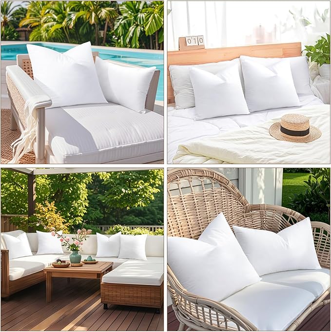 Artscope 26x26 Outdoor Pillow Inserts, Synthetic Down Waterproof Throw Pillow Inserts (Pack of 2), Decorative Outdoor Pillows for Couch Sofa Bed Patio Furniture