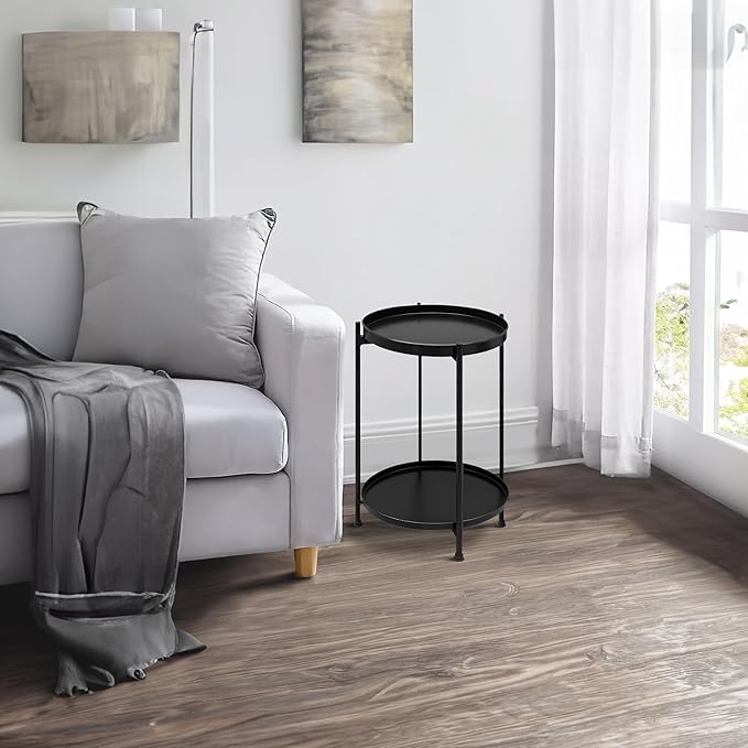 Elegant Iron Side End Table: Durable, Stylish, and Convenient Storage.