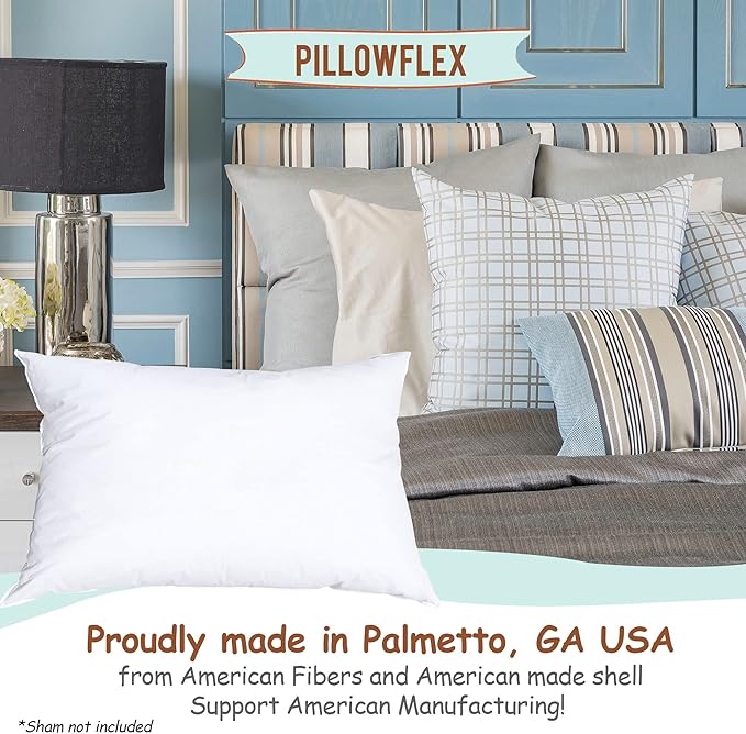 Pillowflex Synthetic Down Pillow Insert - 22x32 Down Alternative Pillow, Ultra Soft Oversized Queen Bed Sleeping Pillow, Large Rectangle Sham - 1 Decorative Pillow Form