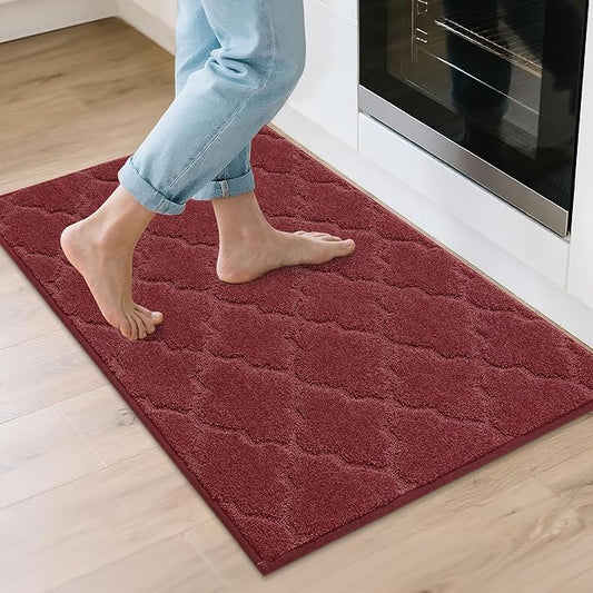 COSY HOMEER Kitchen Rugs 24"x36" Non-Slip Washable Kitchen Mats for Floor Absorbent Kitchen Carpet Soft Rugs for Kitchen,Sink Mat,Entrance,Area Rug,Red