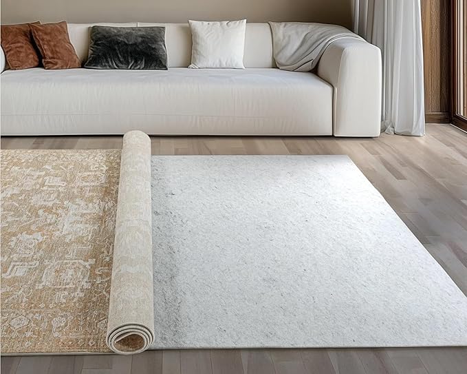 WELL WOVEN Premium 1/4" Thick Felt Rug Pad 4x6 - Non Slip Rubber Backing for Hard Floors & Carpet - Easy Cut to Size for Custom Fit - Superior Cushioning & Floor Protection Shield